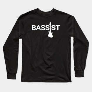 Bassist Bass Guitar Silhouette Dark Theme Long Sleeve T-Shirt